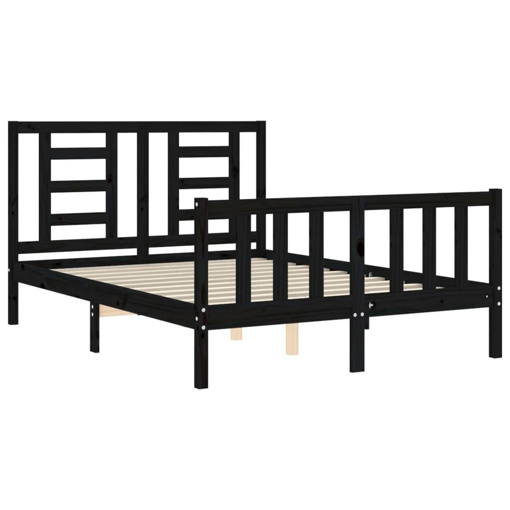 Bed Frame without Mattress Black 135x190 cm Solid Wood Pine