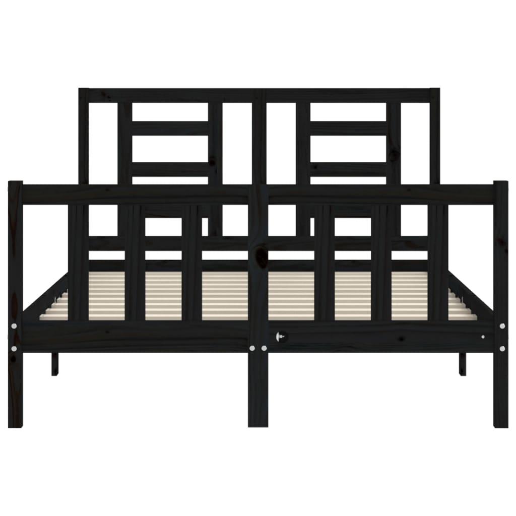 Bed Frame without Mattress Black 135x190 cm Solid Wood Pine