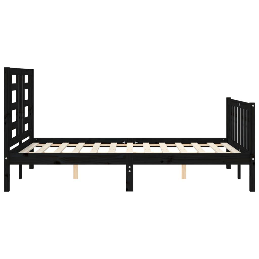 Bed Frame without Mattress Black 135x190 cm Solid Wood Pine