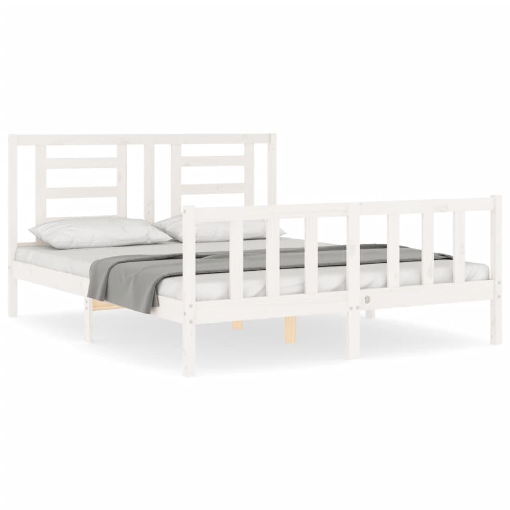 Bed Frame without Mattress White 150x200 cm Solid Wood Pine