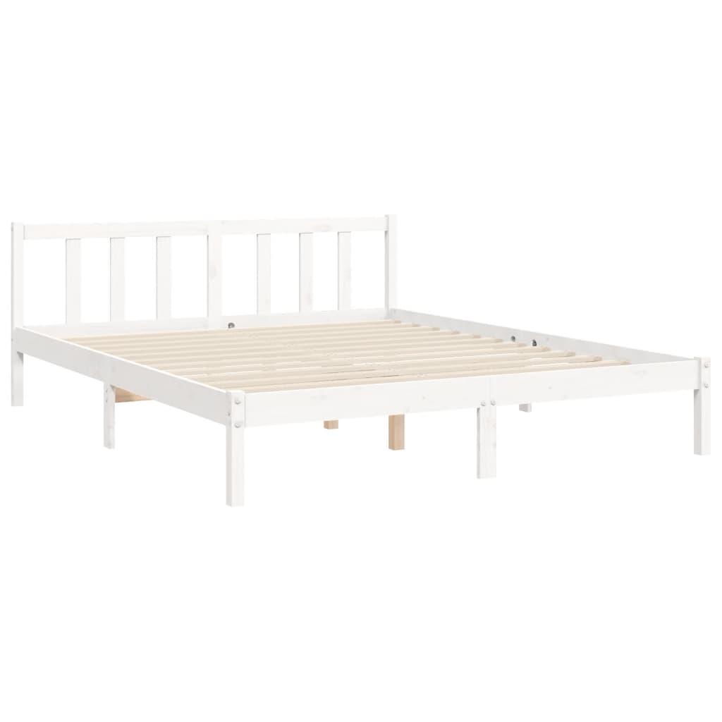 Bed Frame without Mattress White 150x200 cm Solid Wood Pine