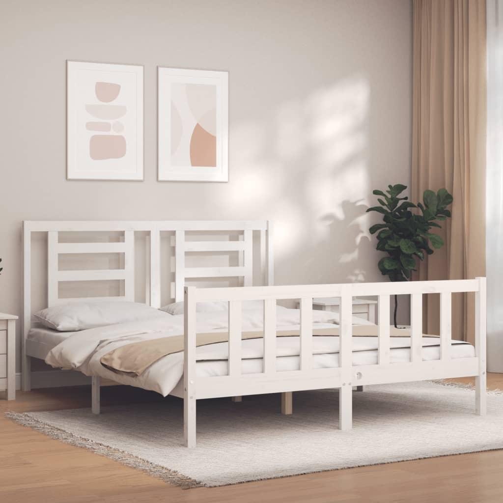 Bed Frame without Mattress White 150x200 cm Solid Wood Pine