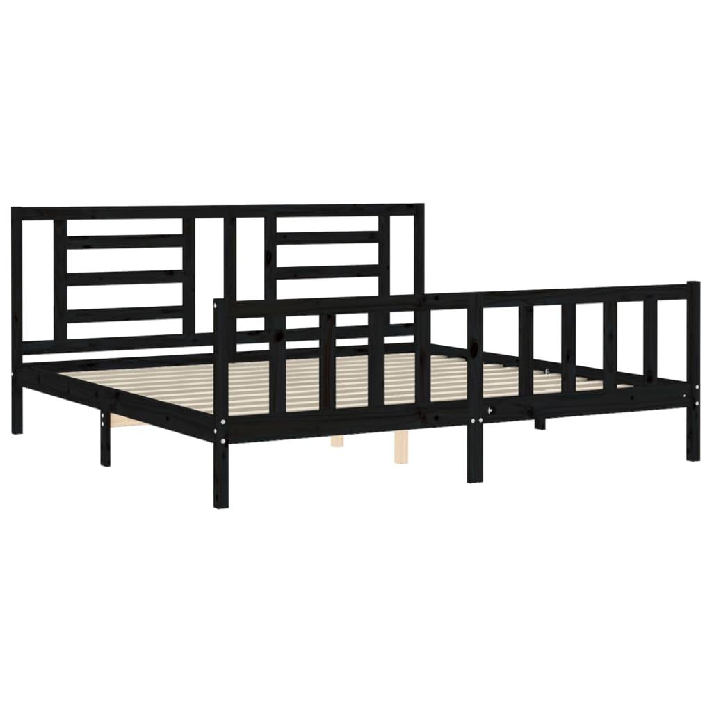 Bed Frame without Mattress Black 183x203 cm King Solid Wood Pine