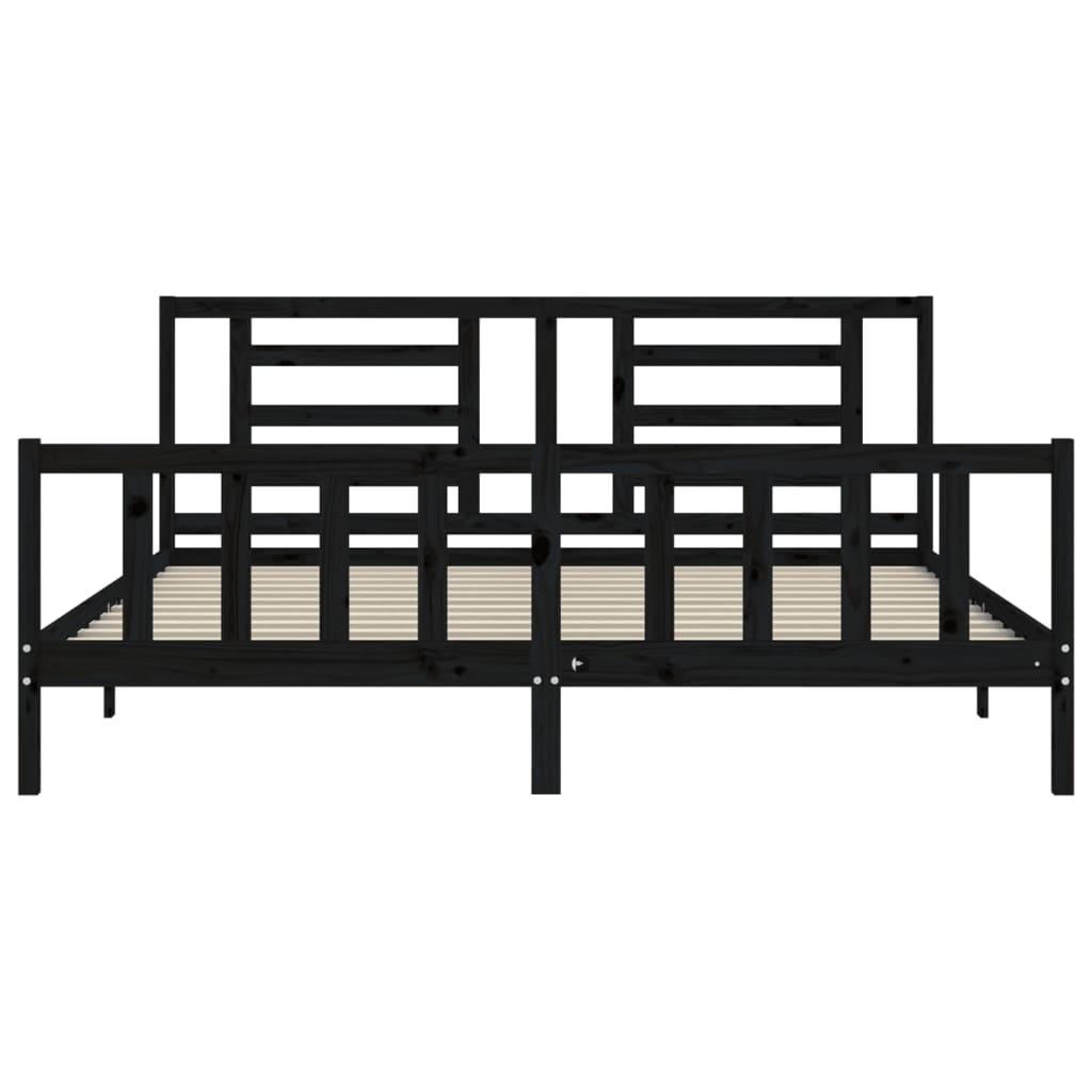 Bed Frame without Mattress Black 183x203 cm King Solid Wood Pine