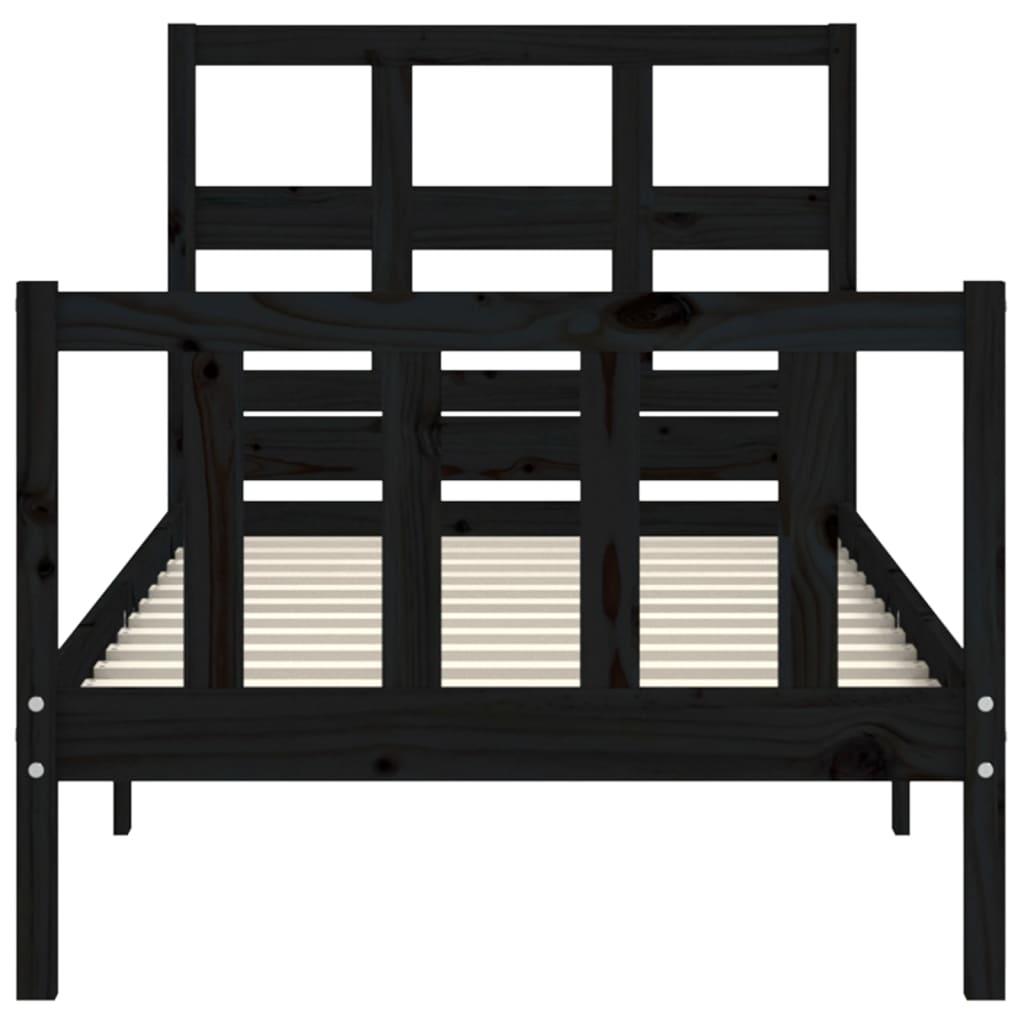 Bed Frame without Mattress Black 90x190 cm Solid Wood Pine