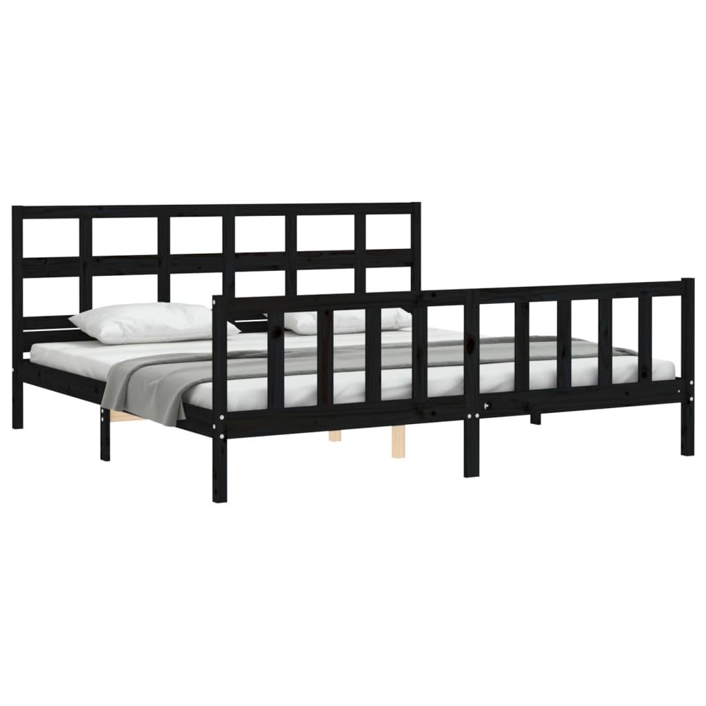 Bed Frame without Mattress Black 183x203 cm King Solid Wood Pine