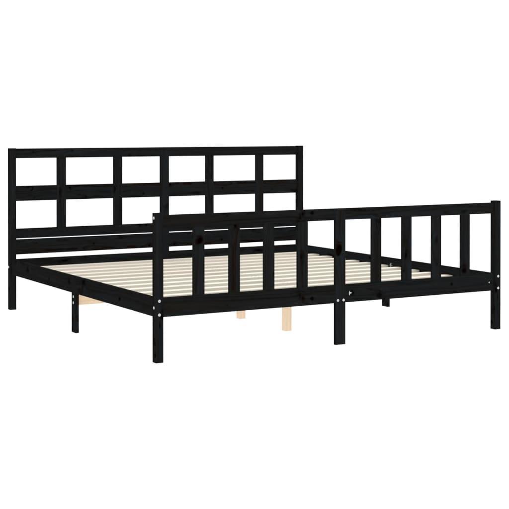 Bed Frame without Mattress Black 183x203 cm King Solid Wood Pine