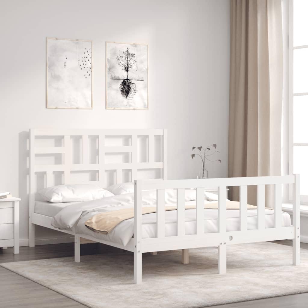 Bed Frame without Mattress White 135x190 cm Solid Wood Pine