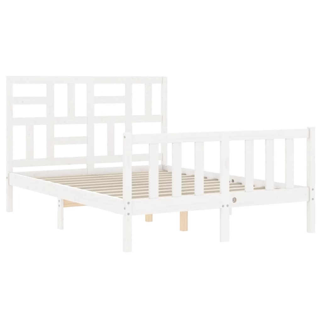 Bed Frame without Mattress White 135x190 cm Solid Wood Pine