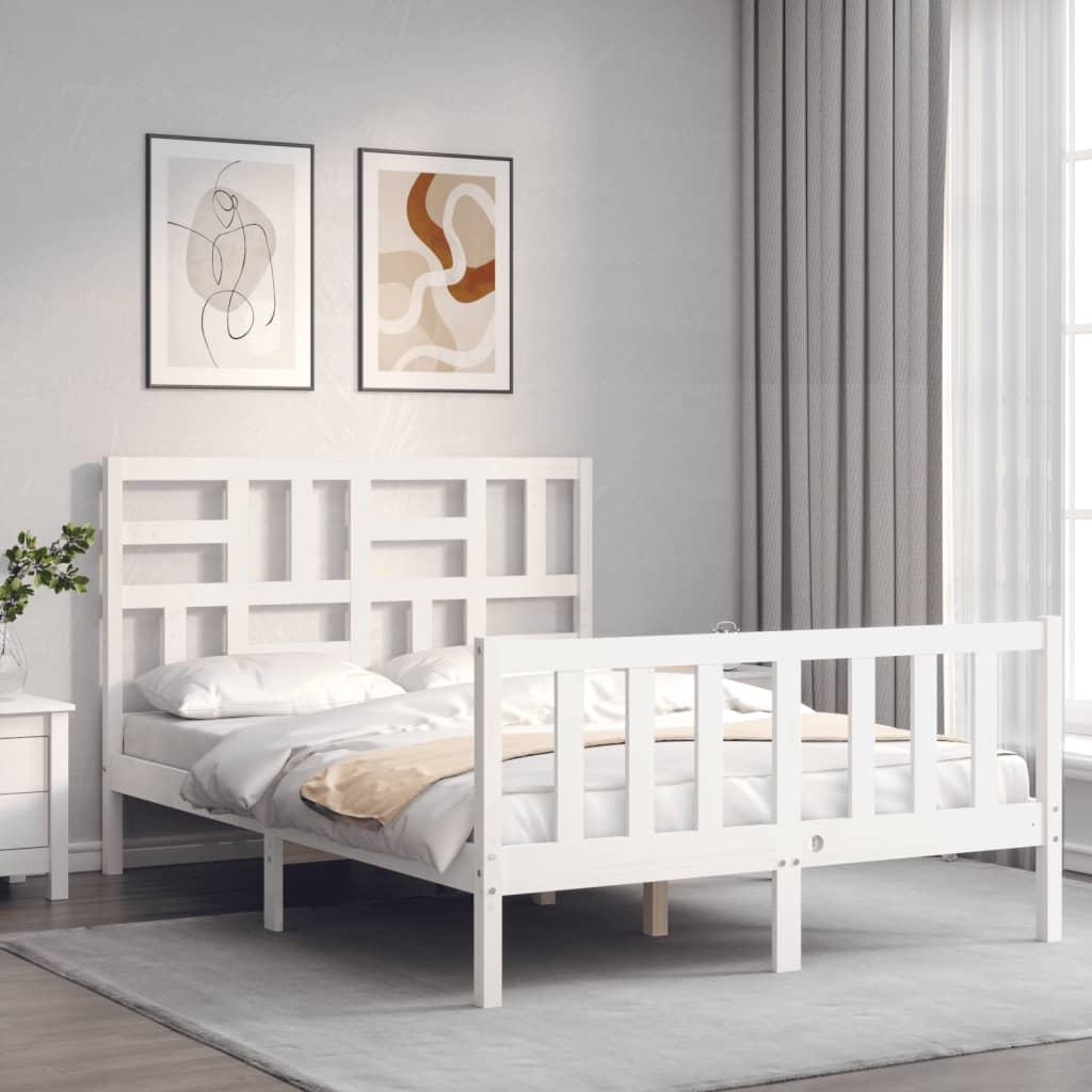 Bed Frame without Mattress White 135x190 cm Solid Wood Pine