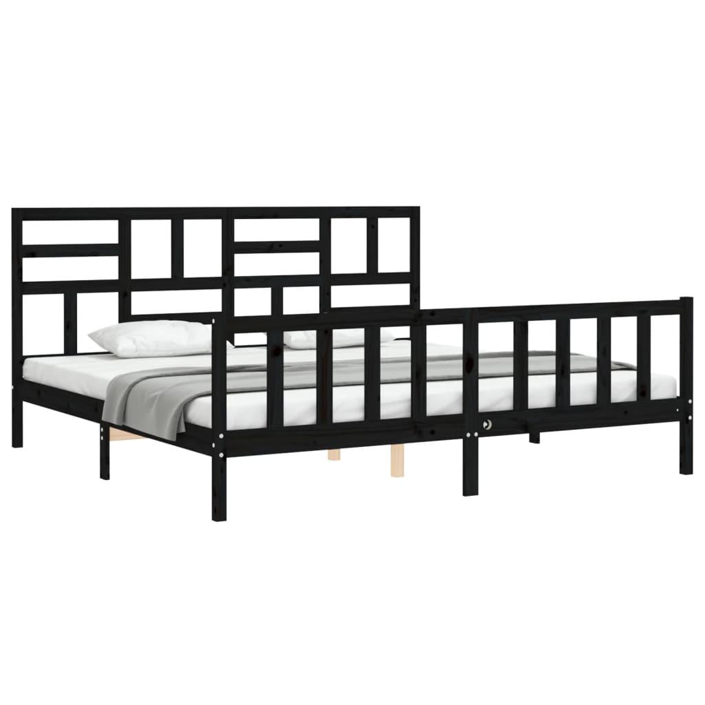 Bed Frame without Mattress Black 183x203 cm King Solid Wood Pine