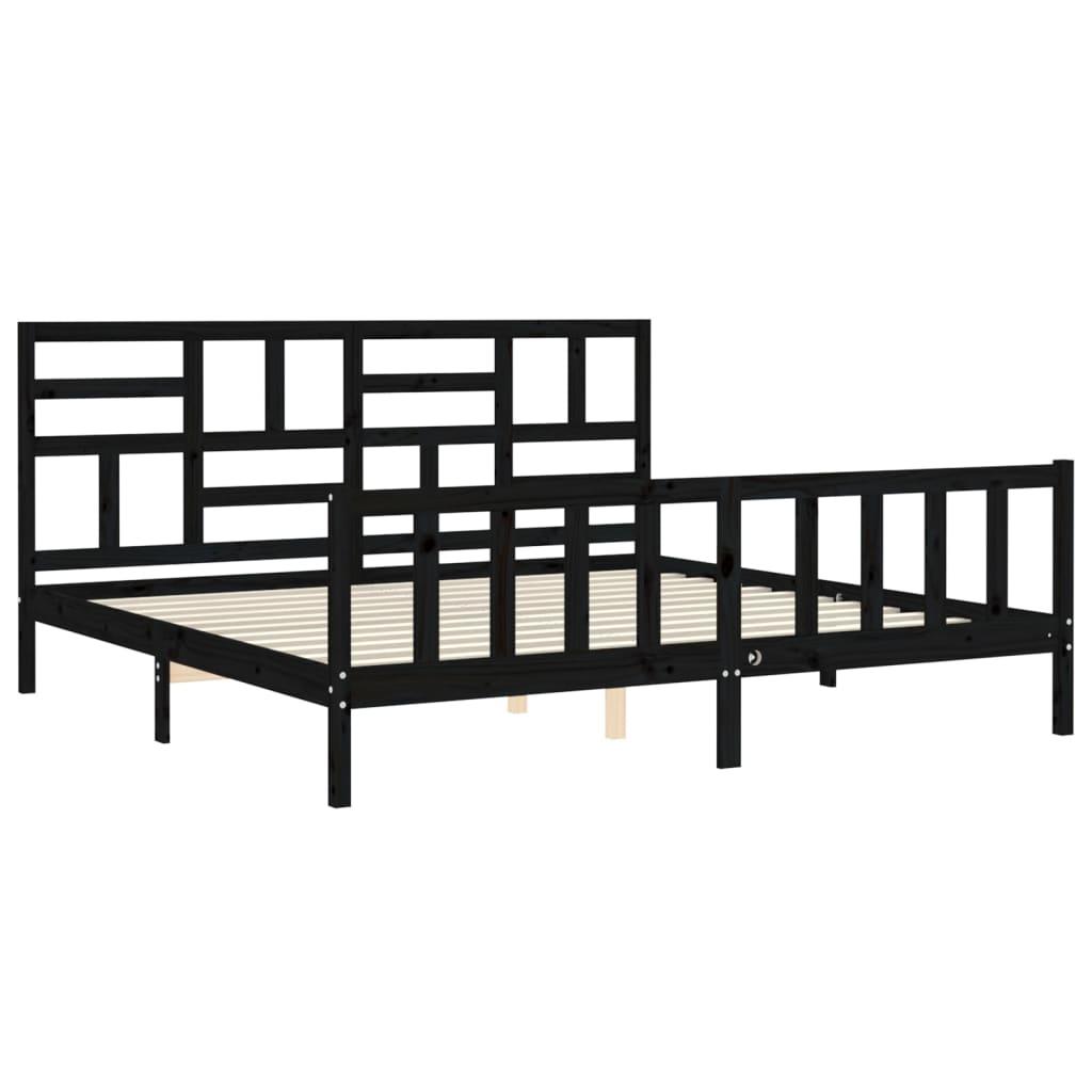 Bed Frame without Mattress Black 183x203 cm King Solid Wood Pine