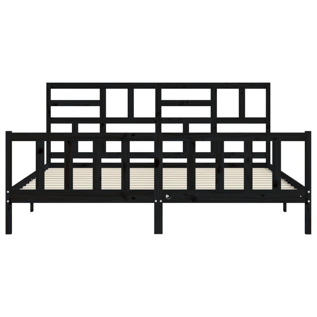 Bed Frame without Mattress Black 183x203 cm King Solid Wood Pine