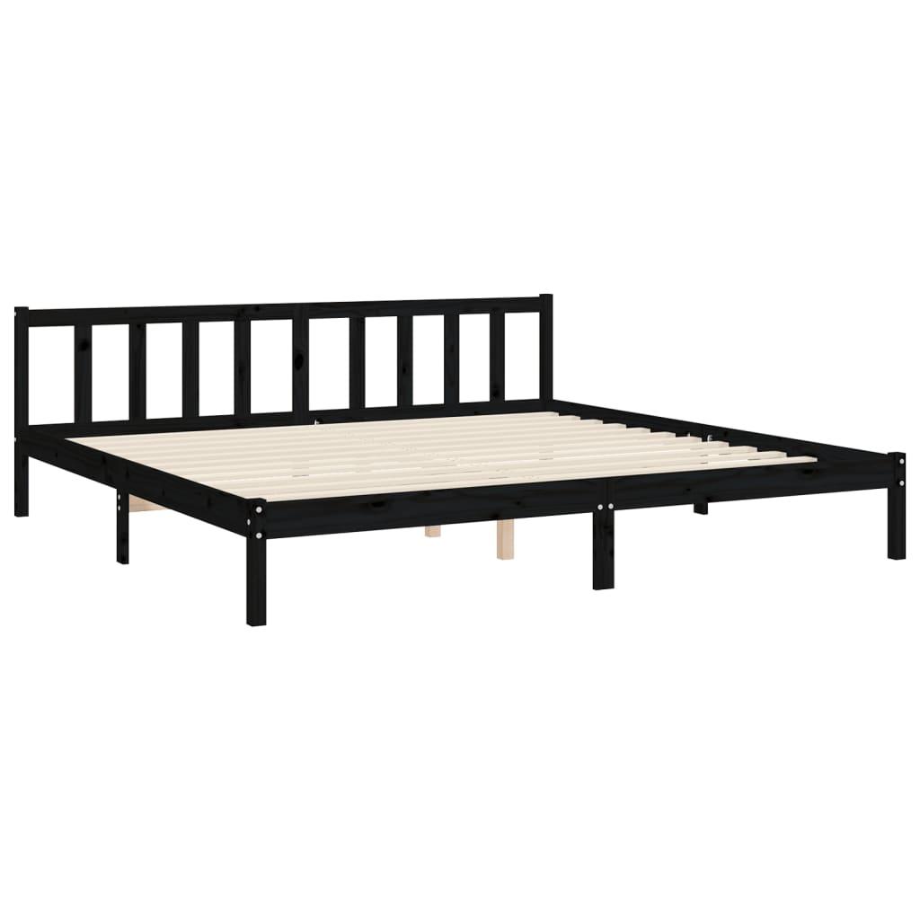 Bed Frame without Mattress Black 183x203 cm King Solid Wood Pine