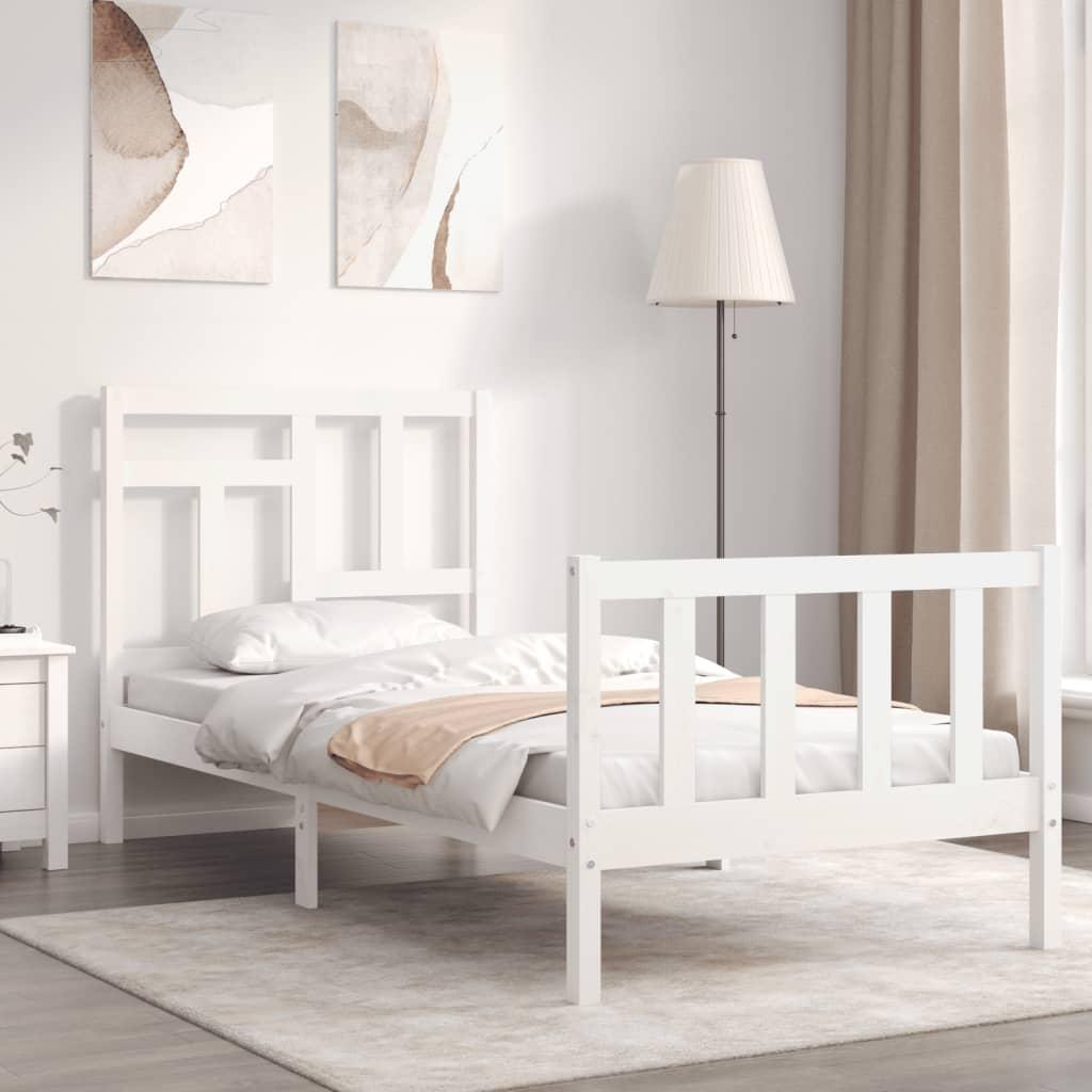 Bed Frame without Mattress White 90x190 cm Solid Wood Pine