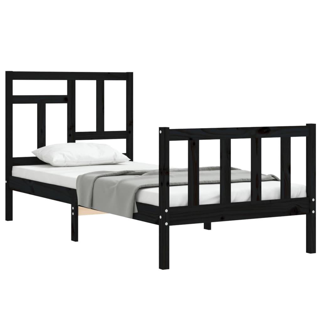 Bed Frame without Mattress Black 90x190 cm Solid Wood Pine