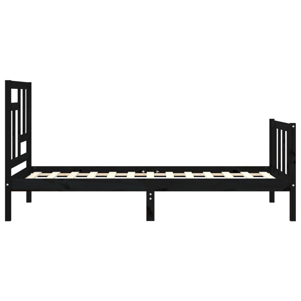 Bed Frame without Mattress Black 90x190 cm Solid Wood Pine