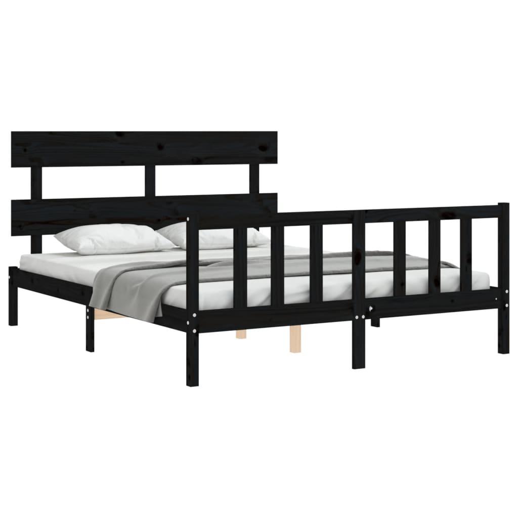 Bed Frame without Mattress Black 150x200 cm Solid Wood Pine