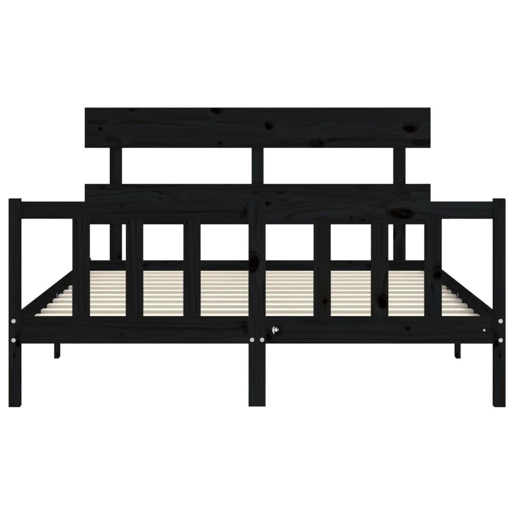 Bed Frame without Mattress Black 150x200 cm Solid Wood Pine