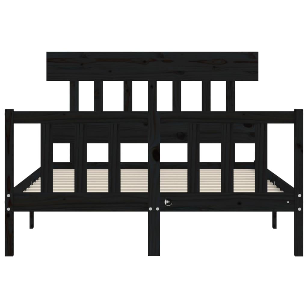 Bed Frame without Mattress Black 135x190 cm Solid Wood Pine