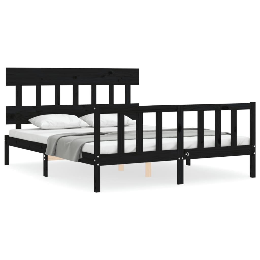 Bed Frame without Mattress Black 150x200 cm Solid Wood Pine