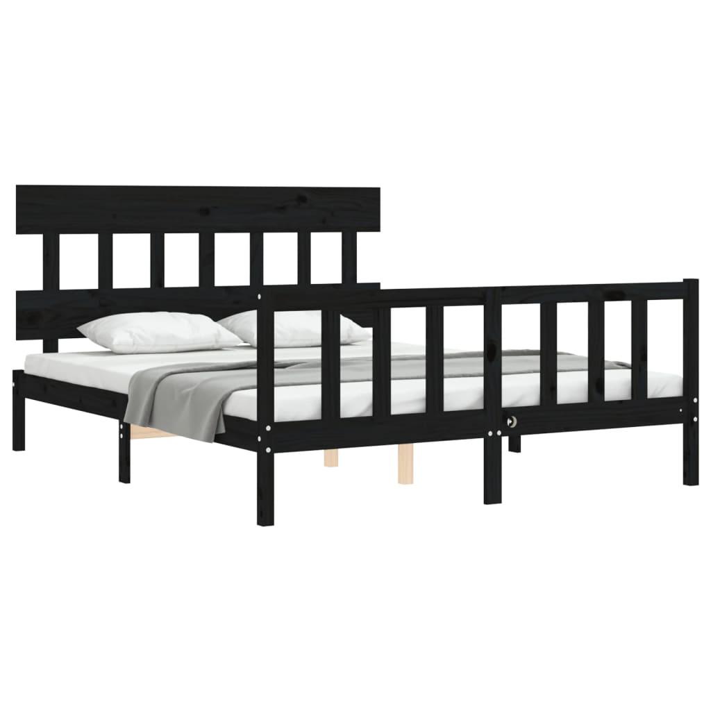 Bed Frame without Mattress Black 150x200 cm Solid Wood Pine