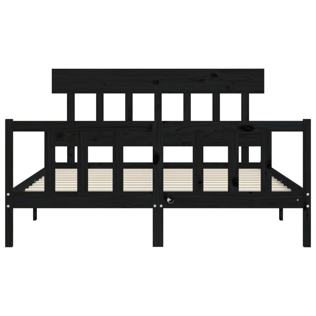 Bed Frame without Mattress Black 150x200 cm Solid Wood Pine