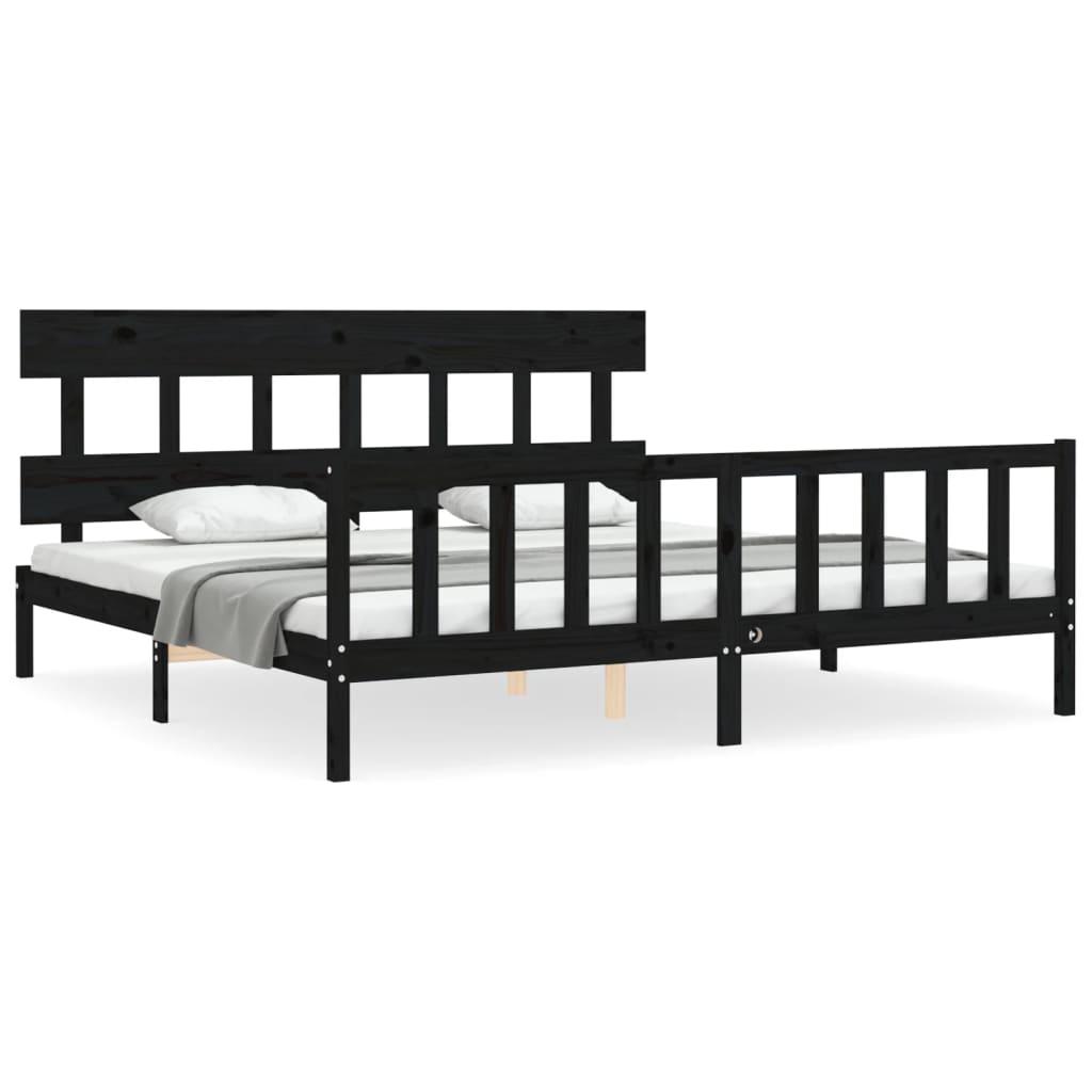 Bed Frame without Mattress Black 183x203 cm King Solid Wood Pine