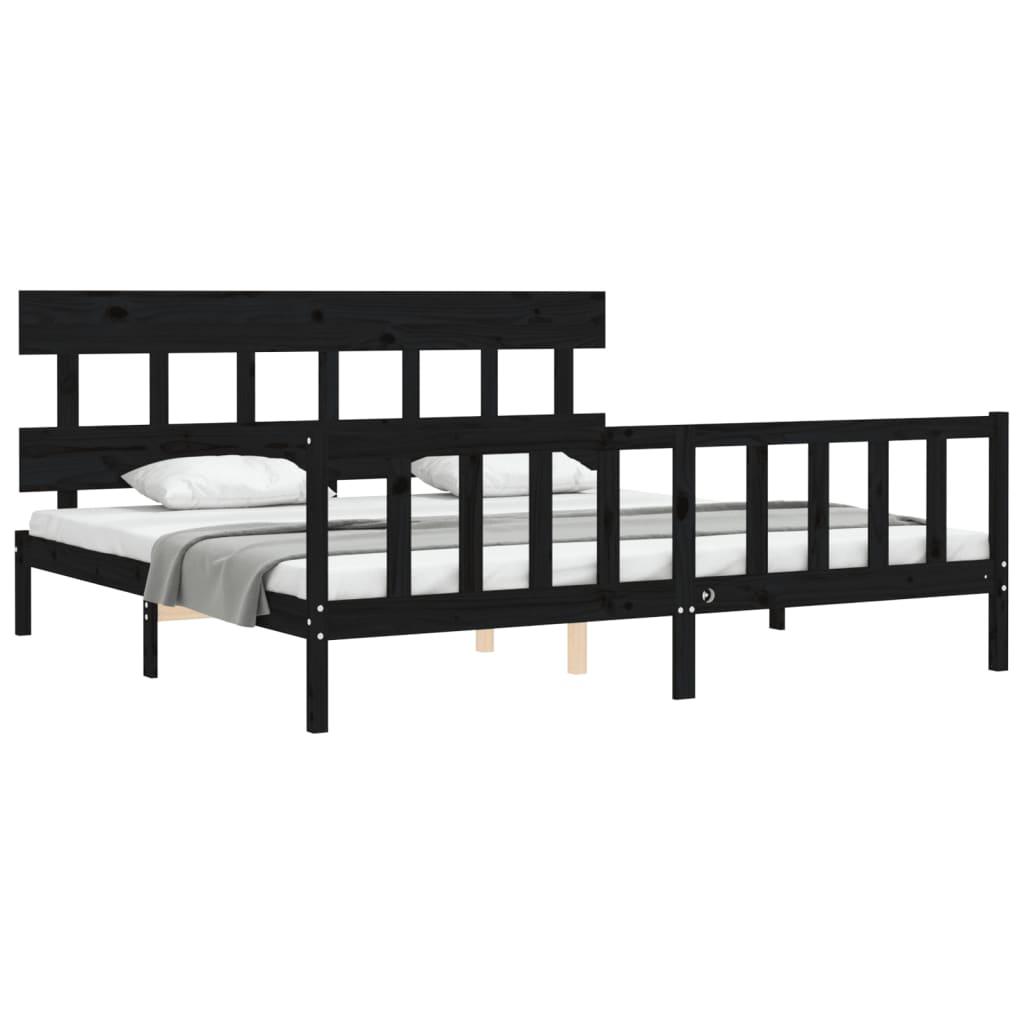 Bed Frame without Mattress Black 183x203 cm King Solid Wood Pine