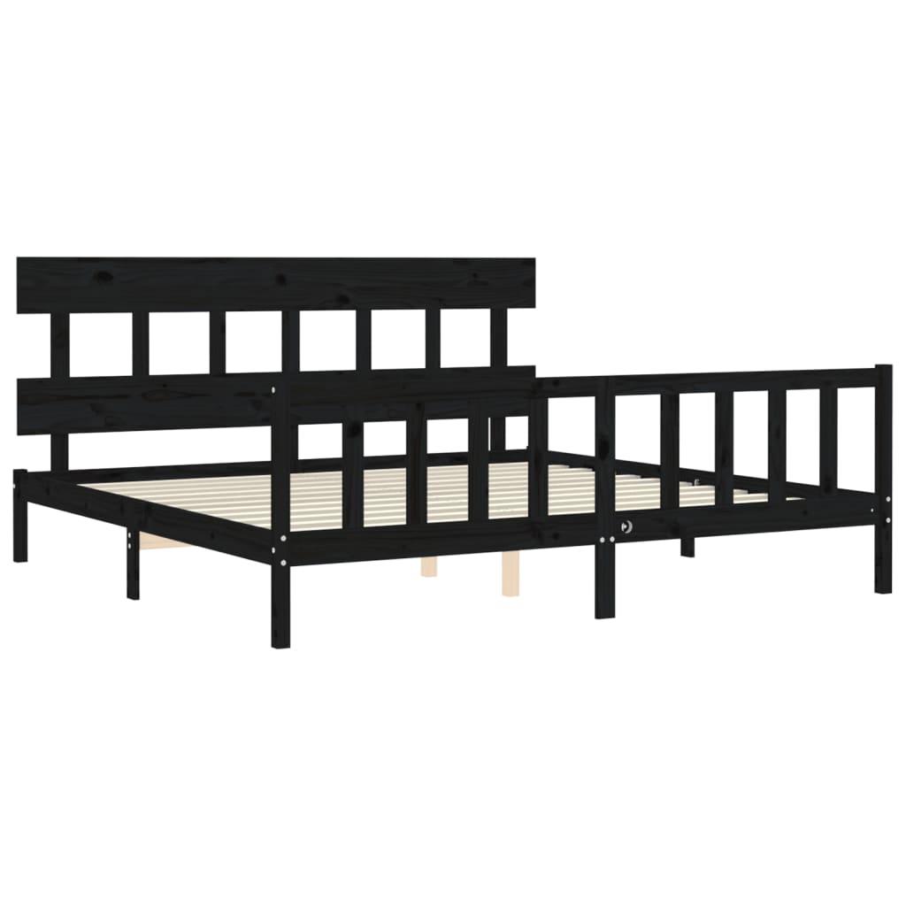 Bed Frame without Mattress Black 183x203 cm King Solid Wood Pine