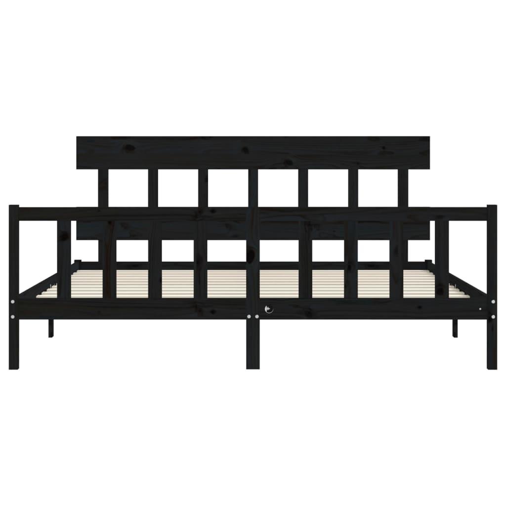 Bed Frame without Mattress Black 183x203 cm King Solid Wood Pine