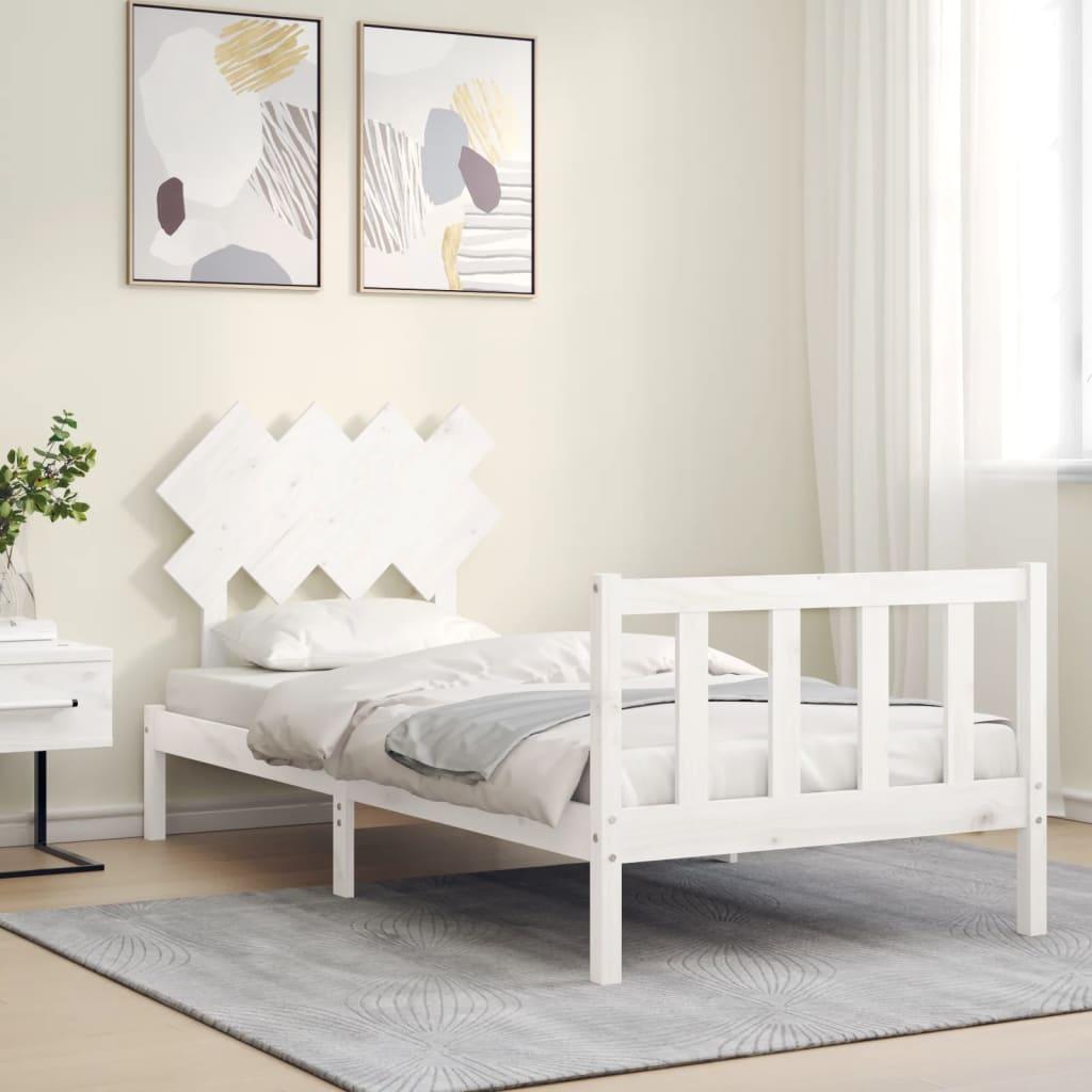 Bed Frame without Mattress White 90x190 cm Solid Wood Pine