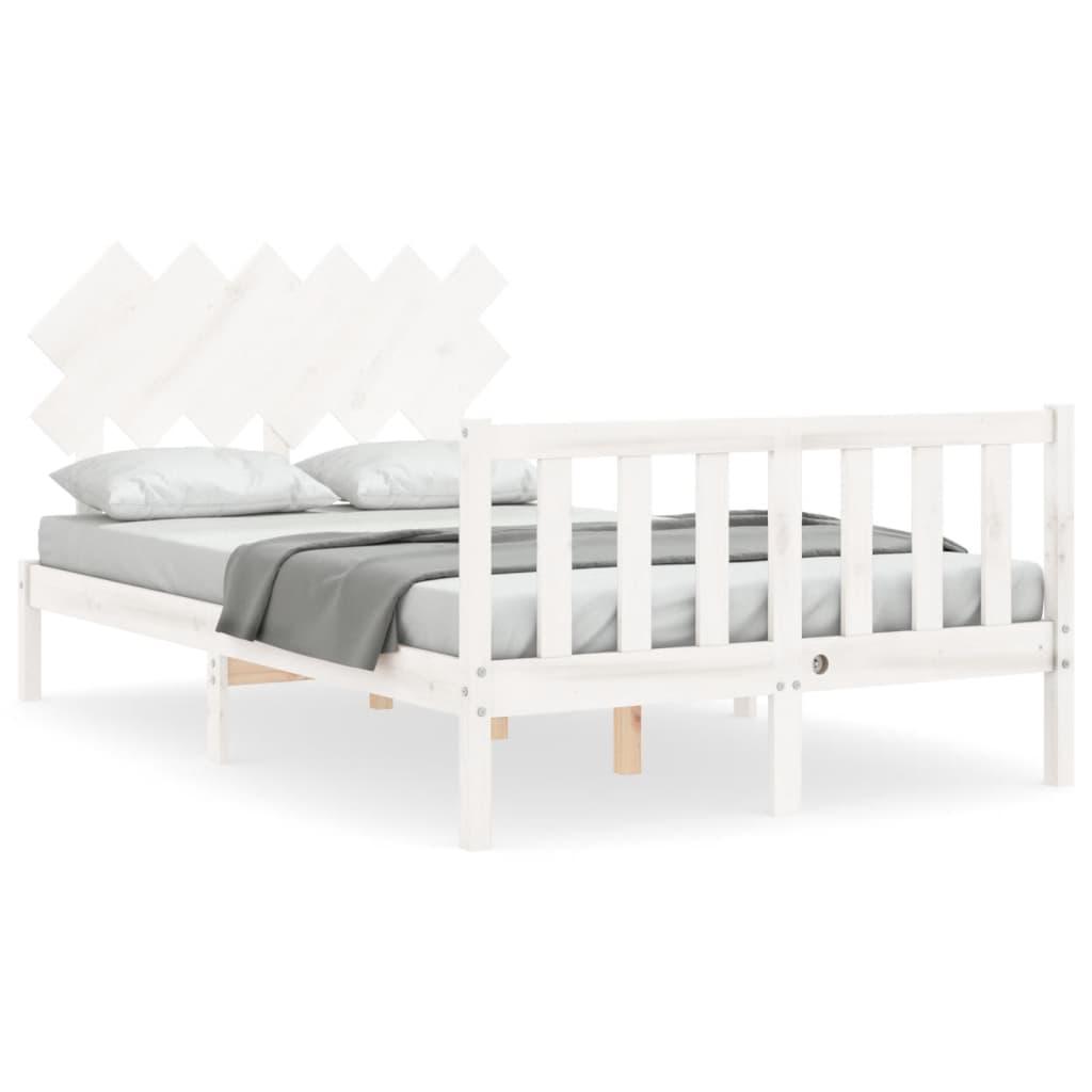 Bed Frame without Mattress White 135x190 cm Solid Wood Pine