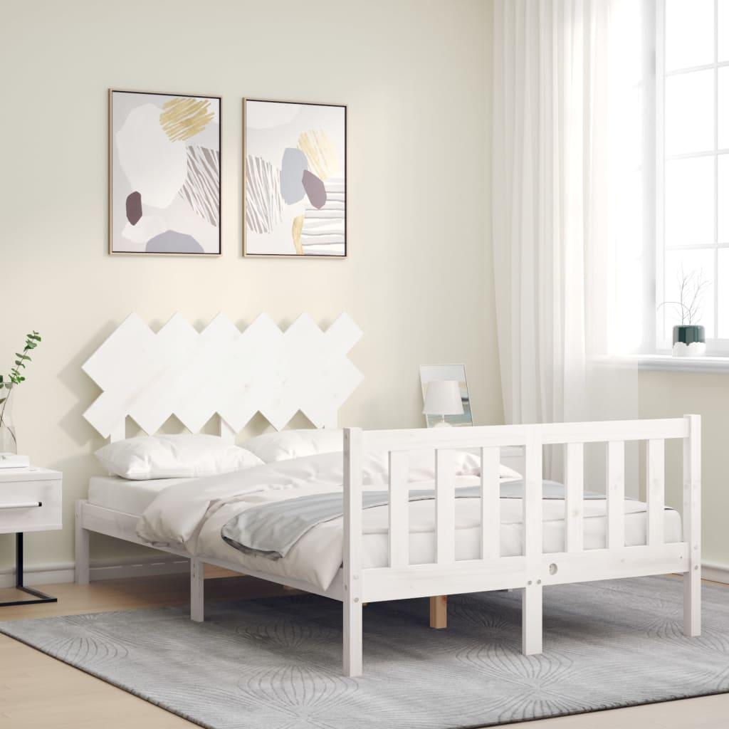 Bed Frame without Mattress White 135x190 cm Solid Wood Pine