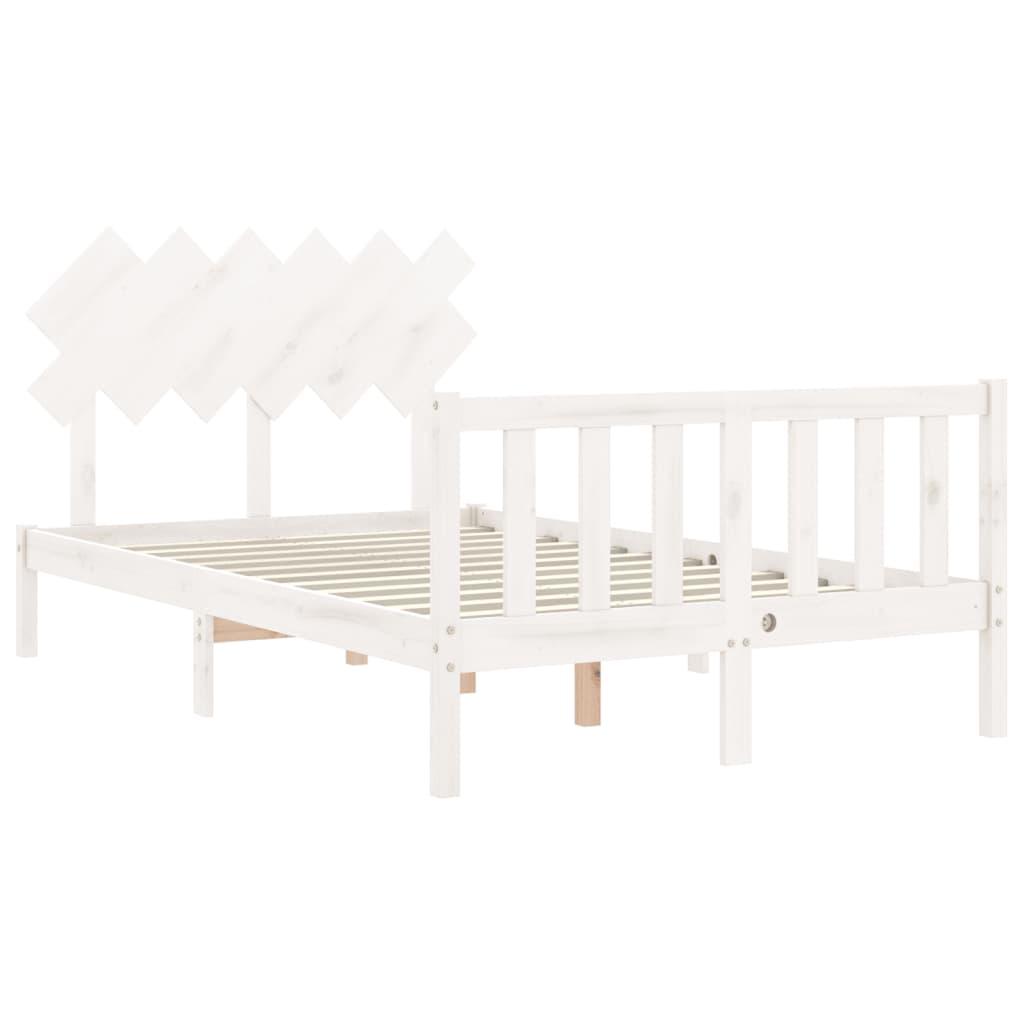 Bed Frame without Mattress White 135x190 cm Solid Wood Pine