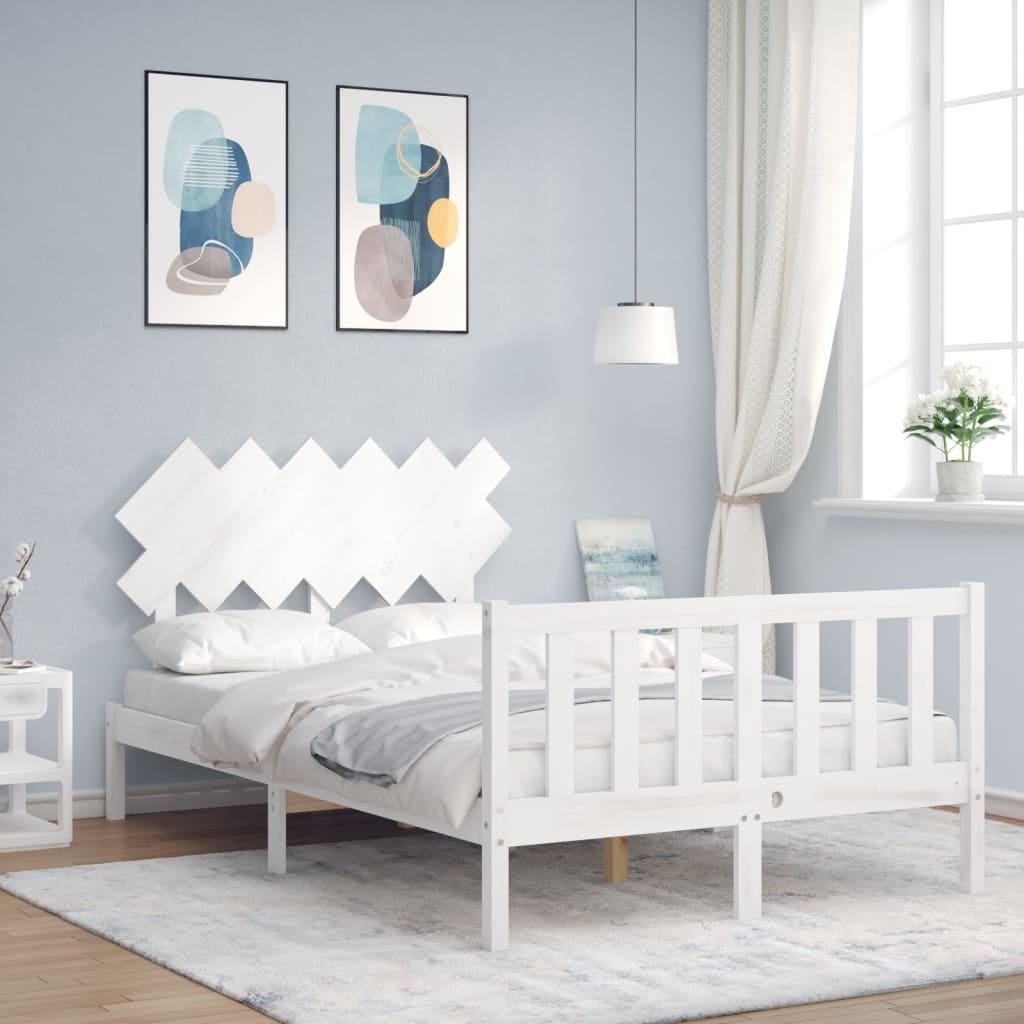 Bed Frame without Mattress White 135x190 cm Solid Wood Pine