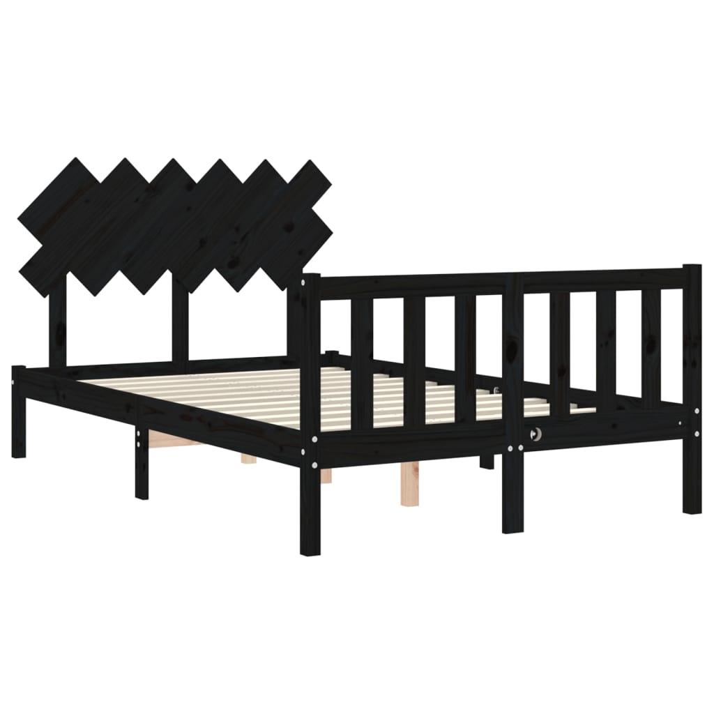 Bed Frame without Mattress Black 135x190 cm Solid Wood Pine