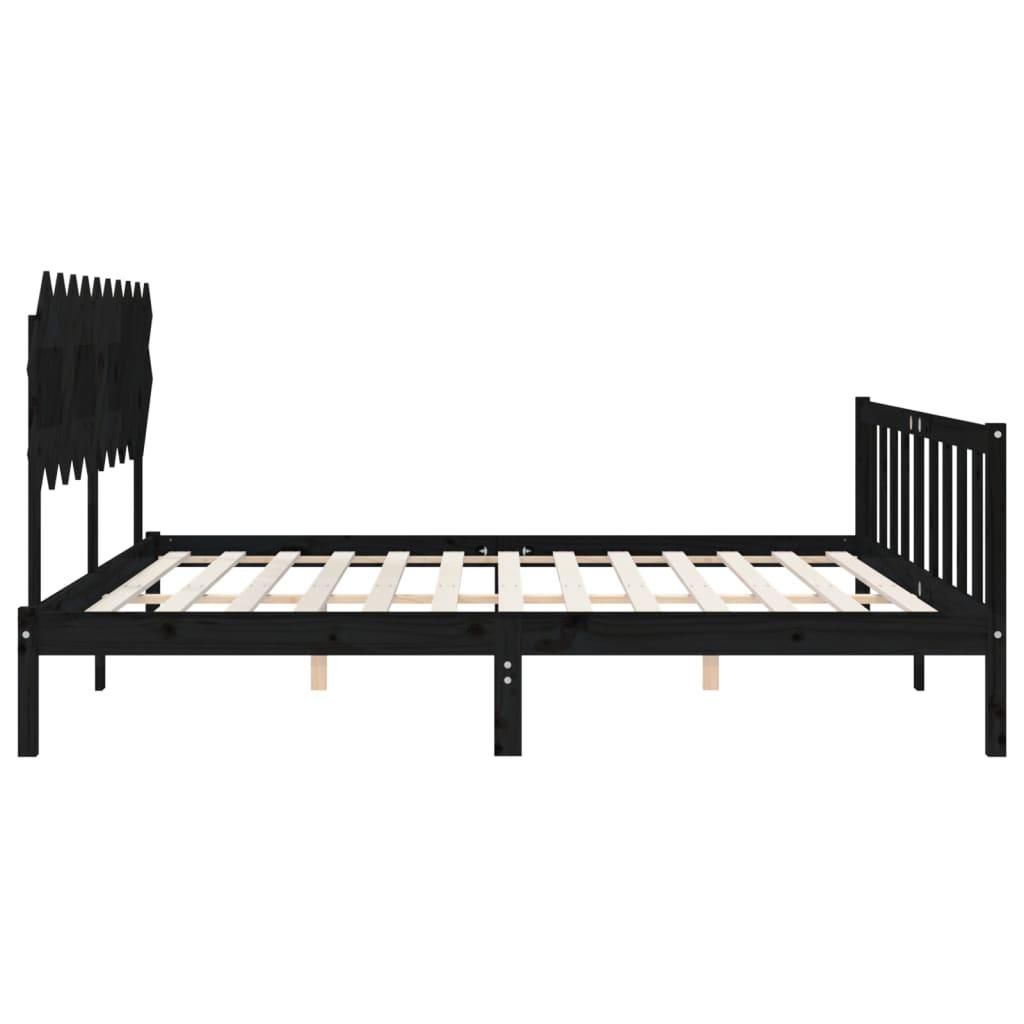 Bed Frame without Mattress Black 135x190 cm Solid Wood Pine