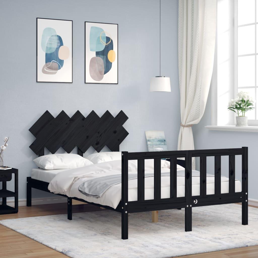 Bed Frame without Mattress Black 135x190 cm Solid Wood Pine