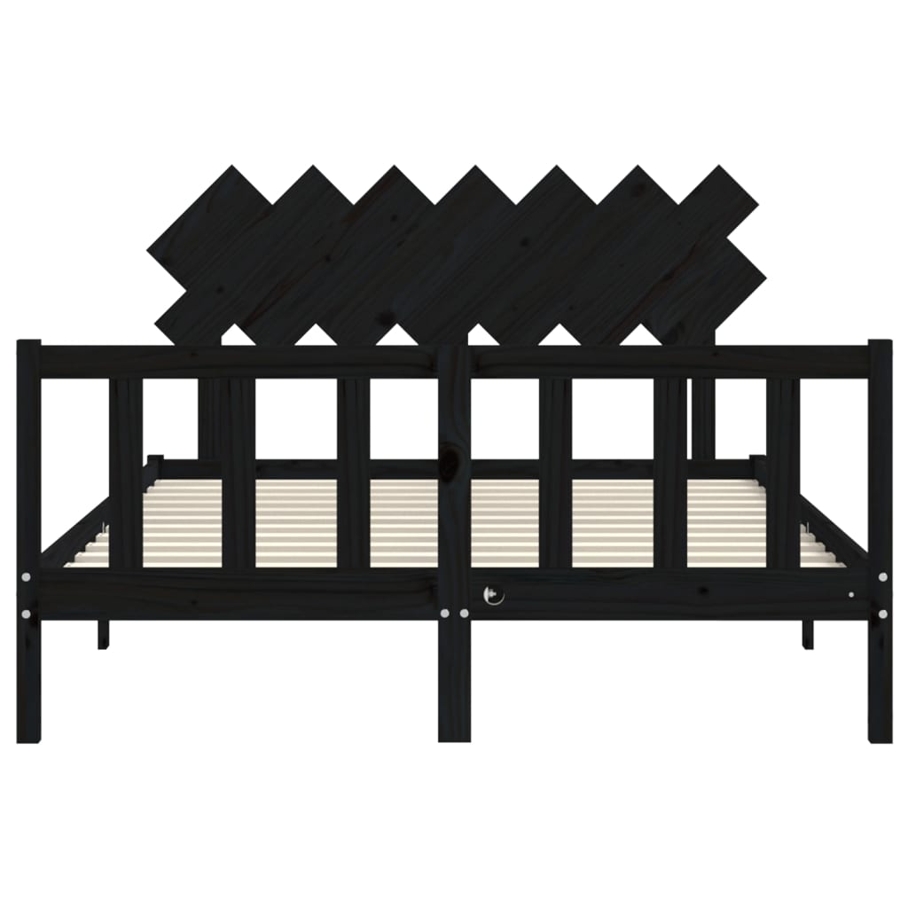 Bed Frame without Mattress Black 150x200 cm Solid Wood Pine