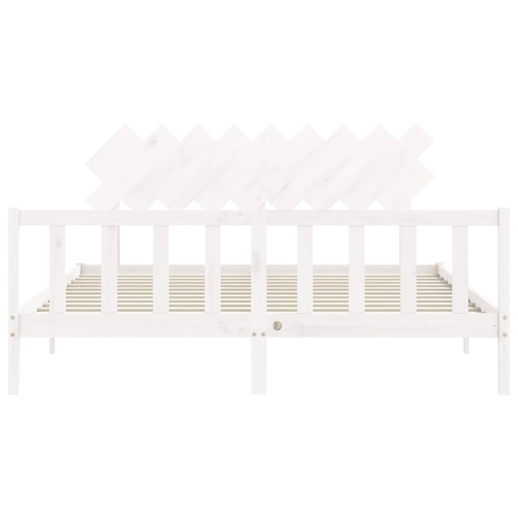 Bed Frame without Mattress White 183x203 cm King Solid Wood Pine