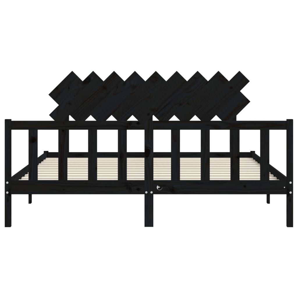 Bed Frame without Mattress Black 183x203 cm King Solid Wood Pine