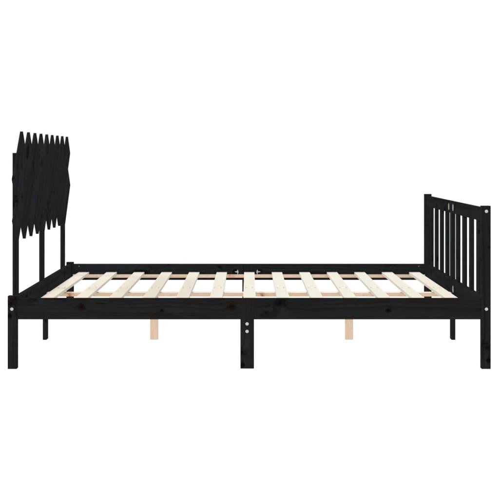 Bed Frame without Mattress Black 183x203 cm King Solid Wood Pine