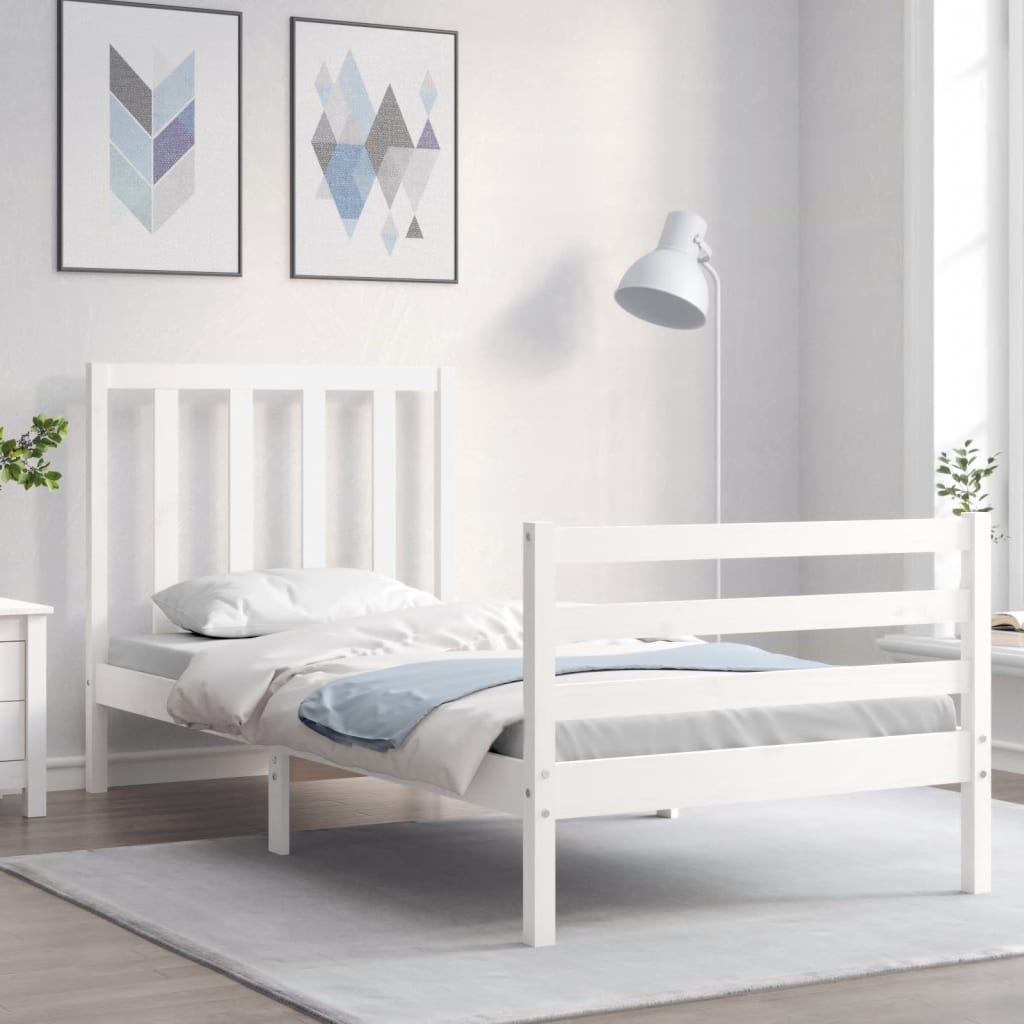 Bed Frame without Mattress White 90x190 cm Solid Wood Pine