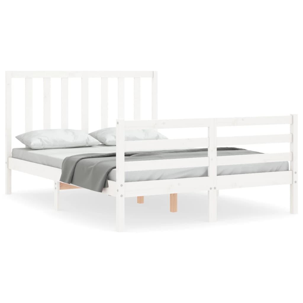 Bed Frame without Mattress White 135x190 cm Solid Wood Pine