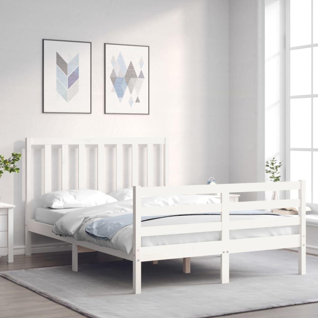 Bed Frame without Mattress White 135x190 cm Solid Wood Pine