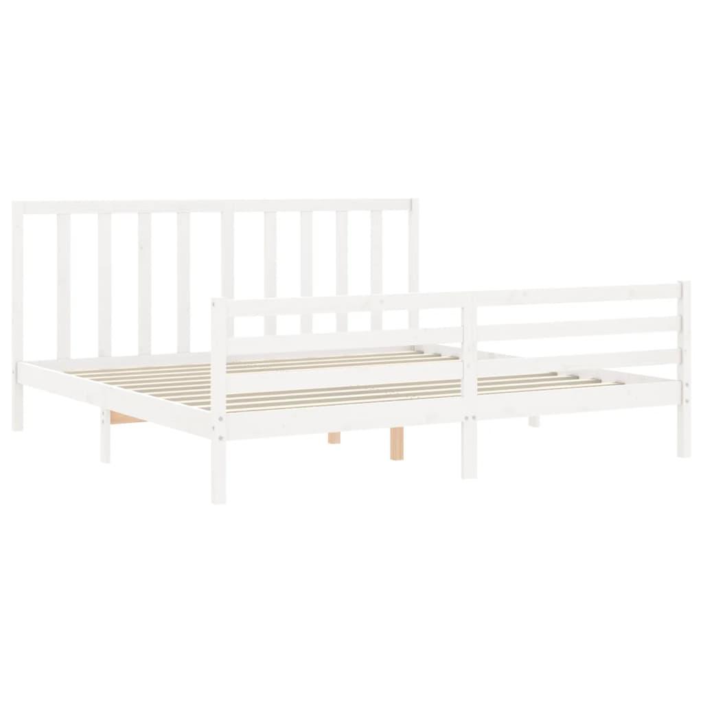 Bed Frame without Mattress White 183x203 cm King Solid Wood Pine