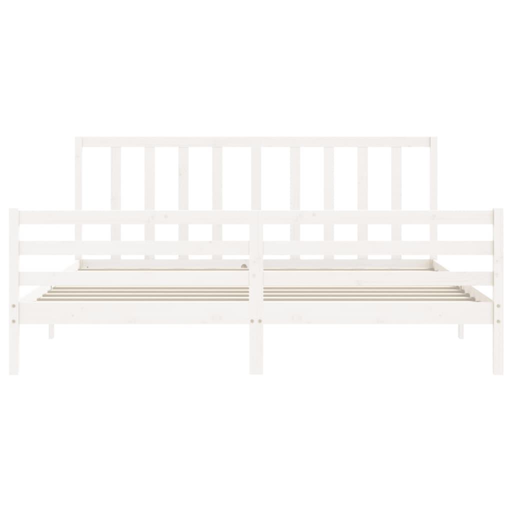 Bed Frame without Mattress White 183x203 cm King Solid Wood Pine