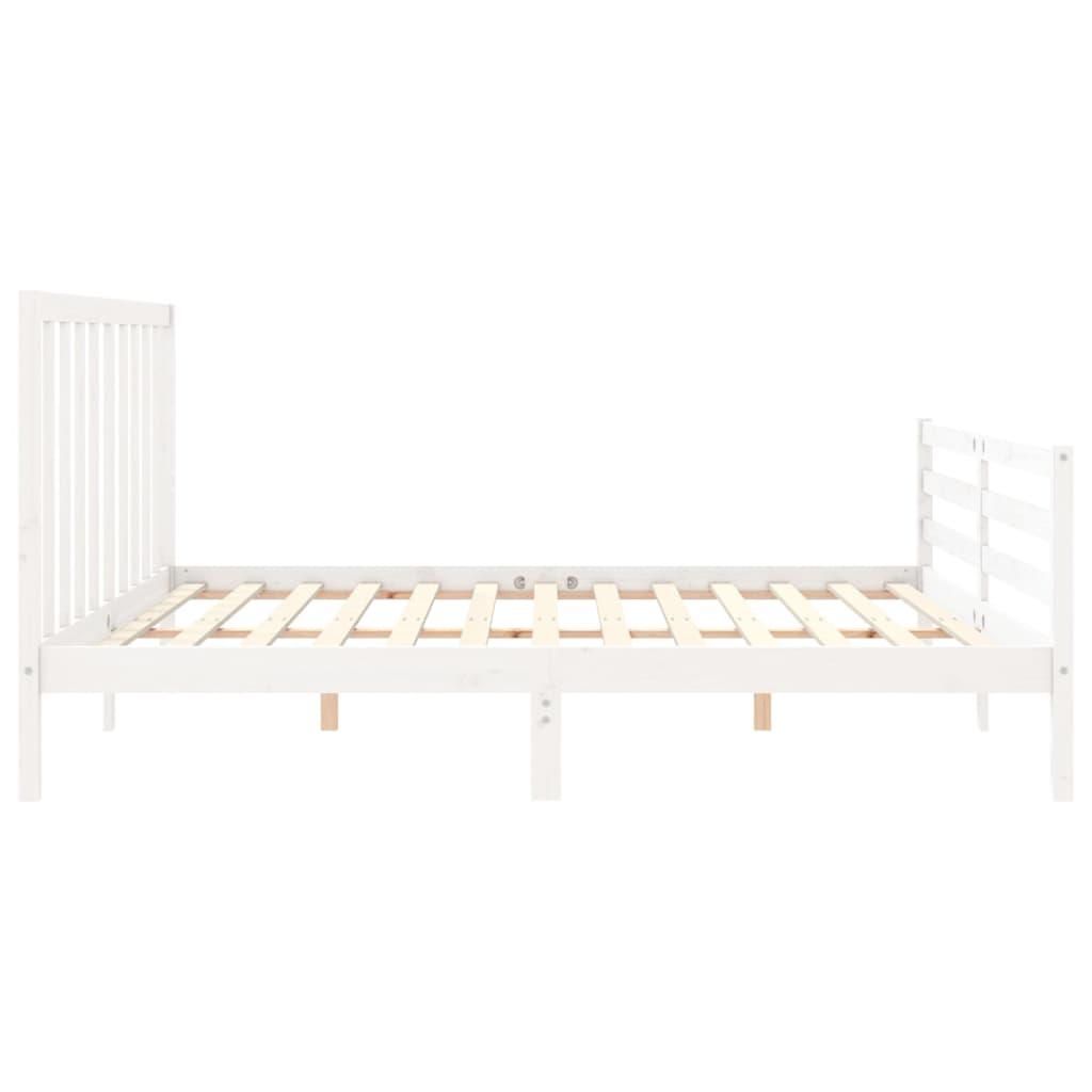 Bed Frame without Mattress White 183x203 cm King Solid Wood Pine