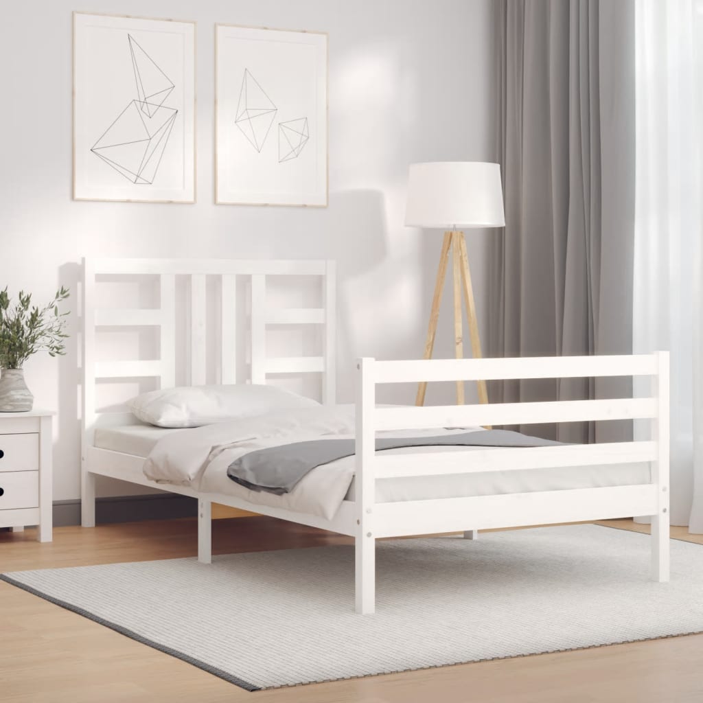 Bed Frame without Mattress White 90x190 cm Solid Wood Pine